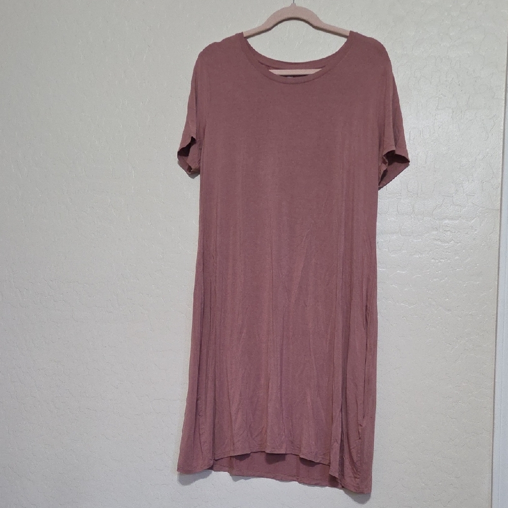 Daily Ritual Short Sleeve Tee Dress - Mauve